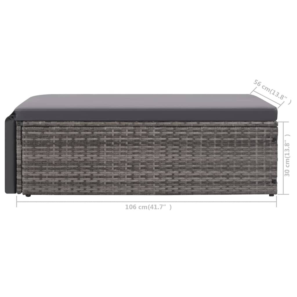 vidaXL 2 Piece Garden Lounge Set with Cushions Poly Rattan Grey