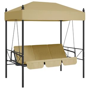 vidaXL Garden Swing Bench with Canopy Sand Steel