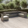 vidaXL 7 Piece Garden Lounge Set with Cushions Grey Poly Rattan