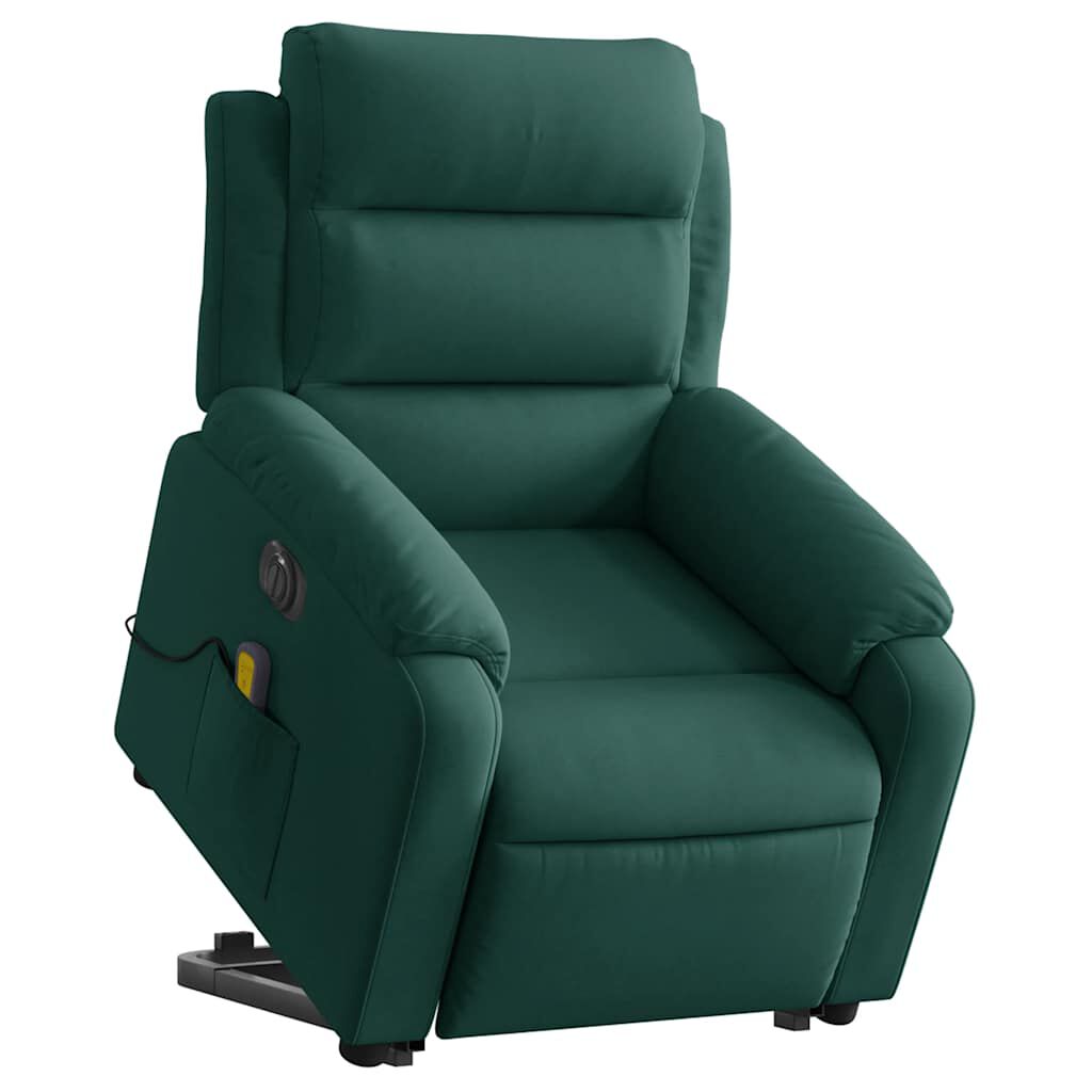 vidaXL Electric Stand up Massage Recliner Chair Dark Green Velvet
