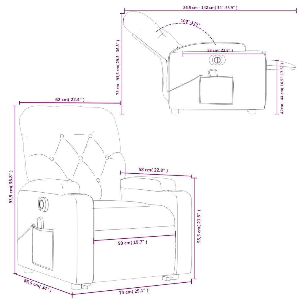 vidaXL Electric Stand up Massage Recliner Chair Light Grey Fabric