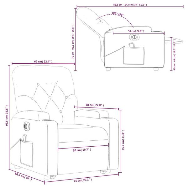 vidaXL Electric Stand up Massage Recliner Chair Light Grey Fabric