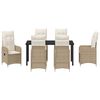 vidaXL Garden Dining Set with Cushion 7 pcs Beige Poly Rattan