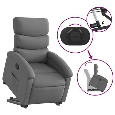 vidaXL Stand up Recliner Chair Dark Grey Fabric