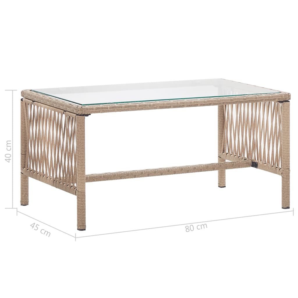 vidaXL 4 Piece Garden Lounge Set with Cushion Poly Rattan Beige