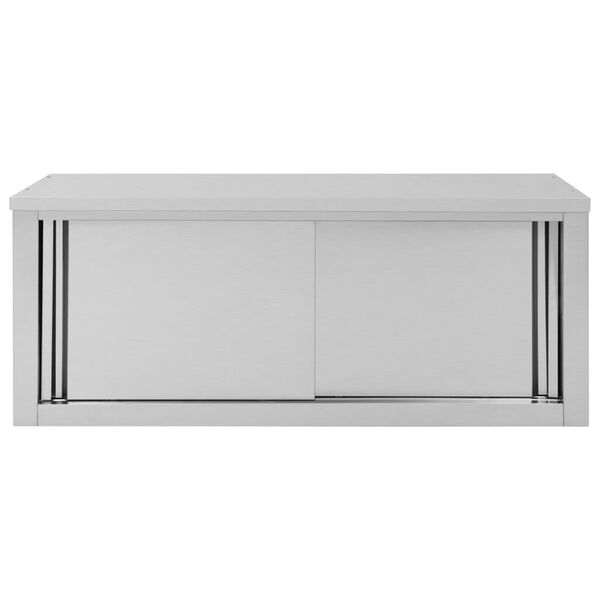 vidaXL Kitchen Wall Cabinet with Sliding Doors 120x40x50 cm Stainless Steel