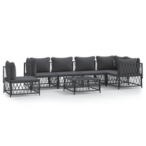 vidaXL 7 Piece Garden Lounge Set with Cushions Anthracite Steel