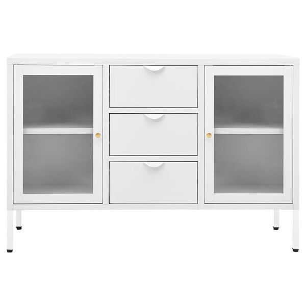 vidaXL Sideboard White 105x35x70 cm Steel and Tempered Glass