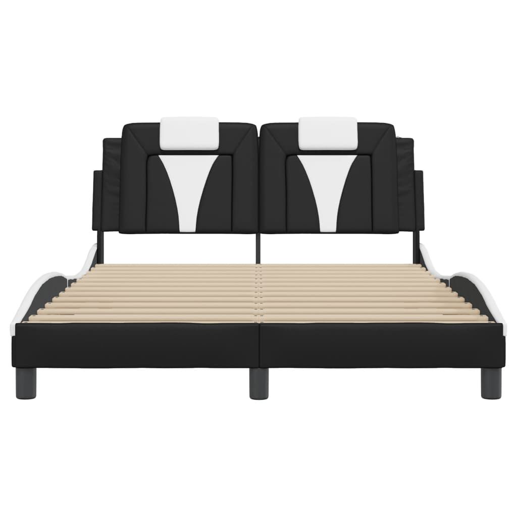 vidaXL Bed Frame with LED without Mattress Black and White 137x187 cm Double