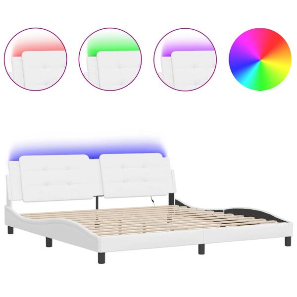 vidaXL Bed Frame with LED without Mattress "Zadar" White 193x203 cm