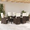 vidaXL Garden Dining Set with Cushion 7 pcs Brown Poly Rattan