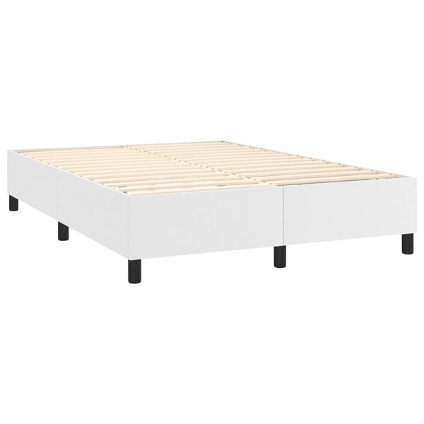 vidaXL Box Spring Bed with Mattress White 152x203 cm Queen Faux Leather