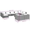 vidaXL 10 Piece Garden Lounge Set with Cushions Brown Poly Rattan
