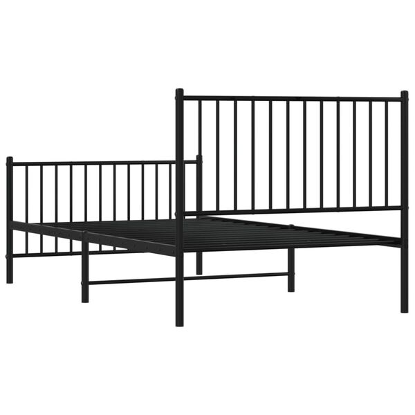 vidaXL Metal Bed Frame without Mattress with Footboard Black 100x190cm