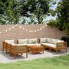 vidaXL 9 Piece Garden Lounge Set with Cream Cushion Solid Acacia Wood