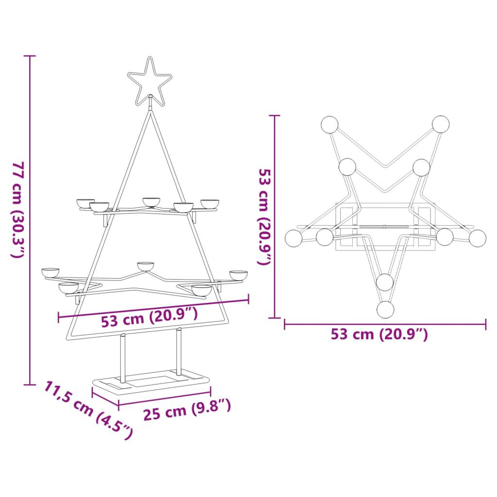 vidaXL Metal Christmas Tree for Decoration Black 75 cm