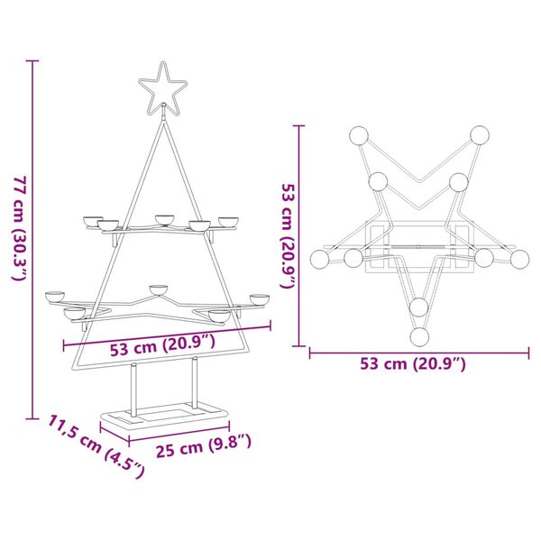 vidaXL Metal Christmas Tree for Decoration Black 75 cm