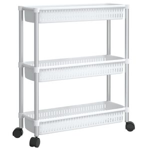 vidaXL 3-Tier Storage Trolley Silver and White Aluminium