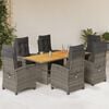 vidaXL 7 Piece Garden Dining Set with Cushions Grey Poly Rattan