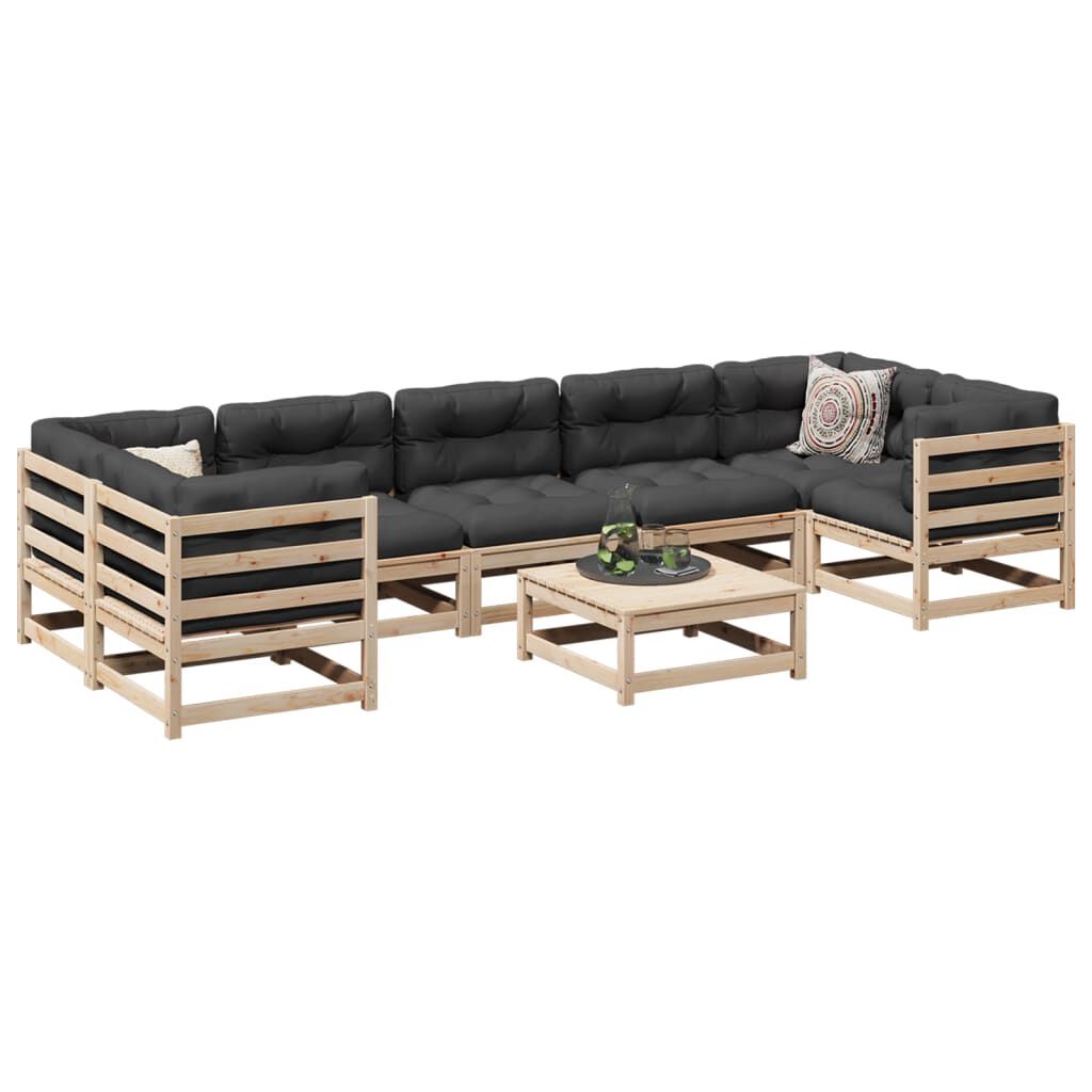 vidaXL 8 Piece Garden Sofa Set with Cushions Solid Wood Pine