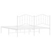 vidaXL Metal Bed Frame without Mattress with Headboard White 183x213cm