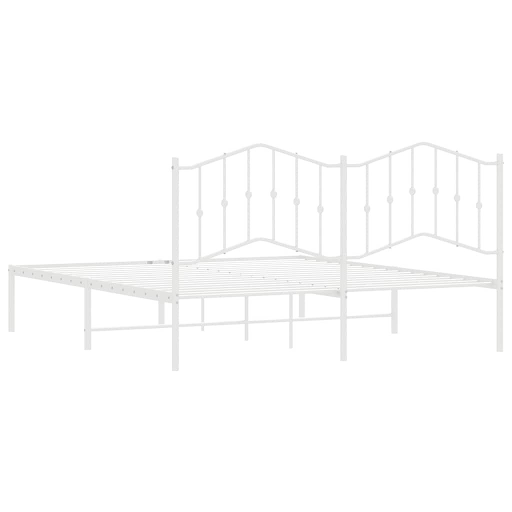 vidaXL Metal Bed Frame without Mattress with Headboard White 183x213cm