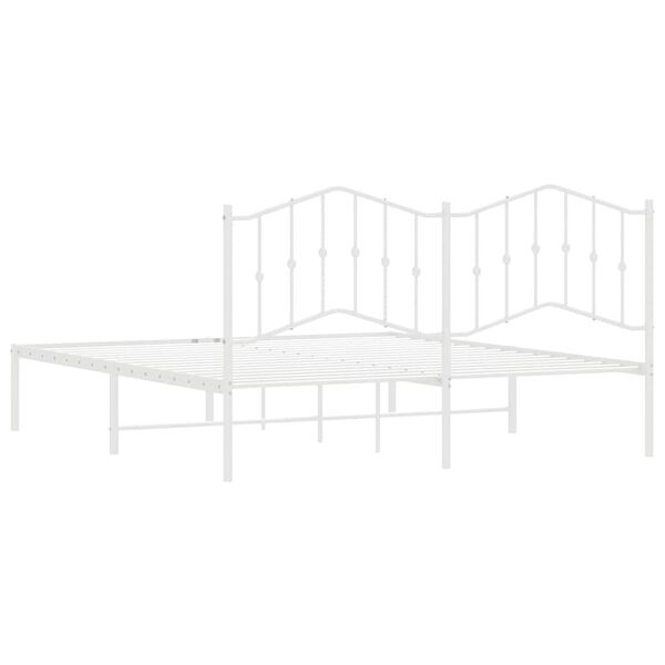 vidaXL Metal Bed Frame without Mattress with Headboard White 183x213cm