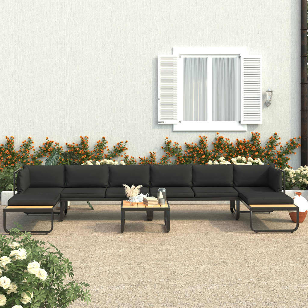 vidaXL 5 Piece Garden Corner Sofa Set with Cushions Aluminium and WPC
