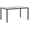 vidaXL Garden Table 150x90x75 cm Tempered Glass and Poly Rattan Brown