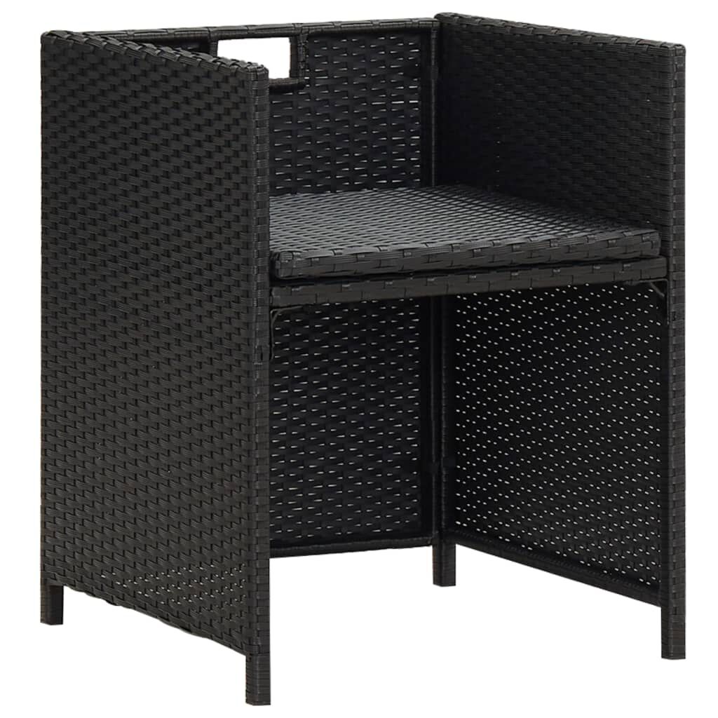 vidaXL Garden Chairs 2 pcs with Cushions and Pillows Poly Rattan Black