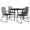 vidaXL 5 Piece Garden Dining Set Black PVC Rattan