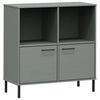 vidaXL Bookcase with Metal Legs Grey 90x35x90,5 cm Solid Wood "OSLO