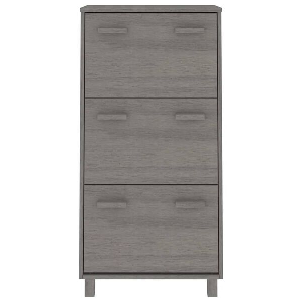vidaXL Shoe Cabinet HAMAR Light Grey 59.5x35x117 cm Solid Wood Pine