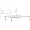 vidaXL Metal Bed Frame without Mattress with Headboard White 150x200cm