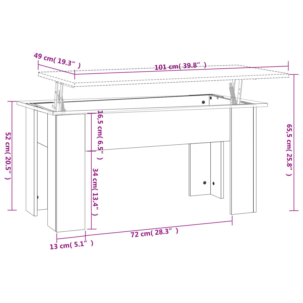 vidaXL Coffee Table White 101x49x52 cm Engineered Wood