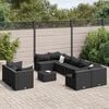 vidaXL 9 Piece Garden Sofa Set with Cushions Black Poly Rattan