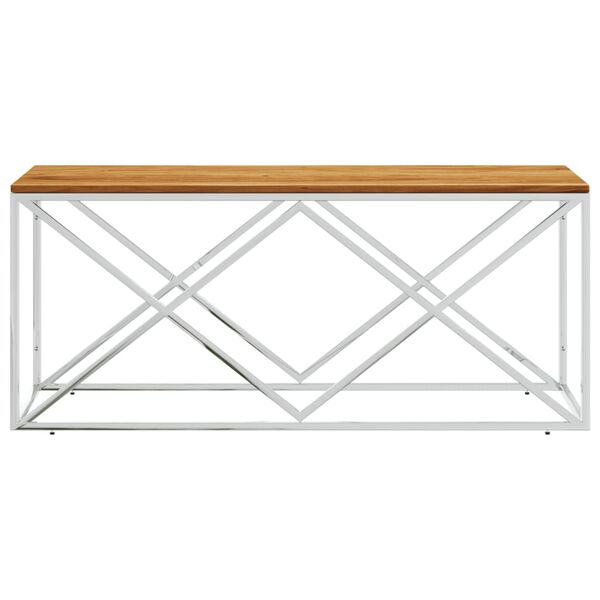 vidaXL Coffee Table Stainless Steel and Solid Wood Acacia