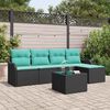 vidaXL Garden Sofa Set with Cushion 6 pcs Black Poly rattan