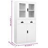 vidaXL Office Cabinet White 90x40x180 cm Steel and Tempered Glass