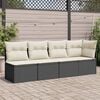 vidaXL Garden Sofa with Cushions 4-Seater Black Poly Rattan