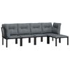 vidaXL 5 Piece Garden Lounge Set Black and Grey Poly Rattan