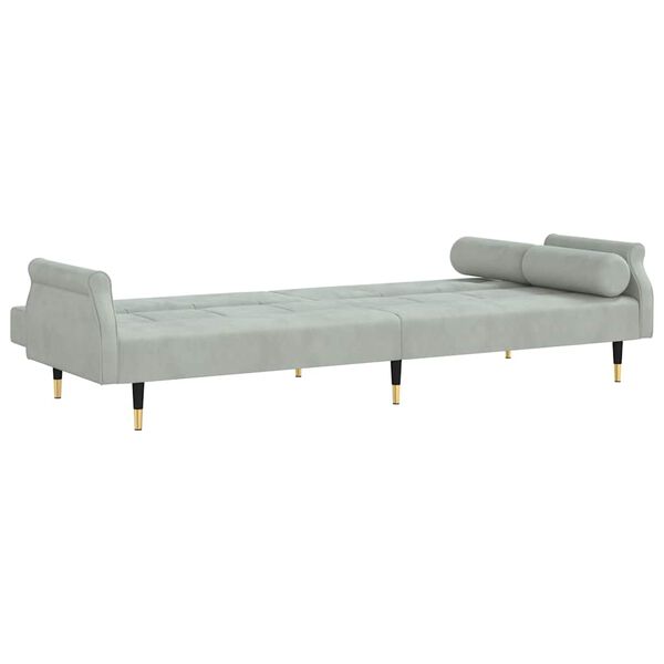 vidaXL Sofa Bed with Cushions Light Grey Velvet