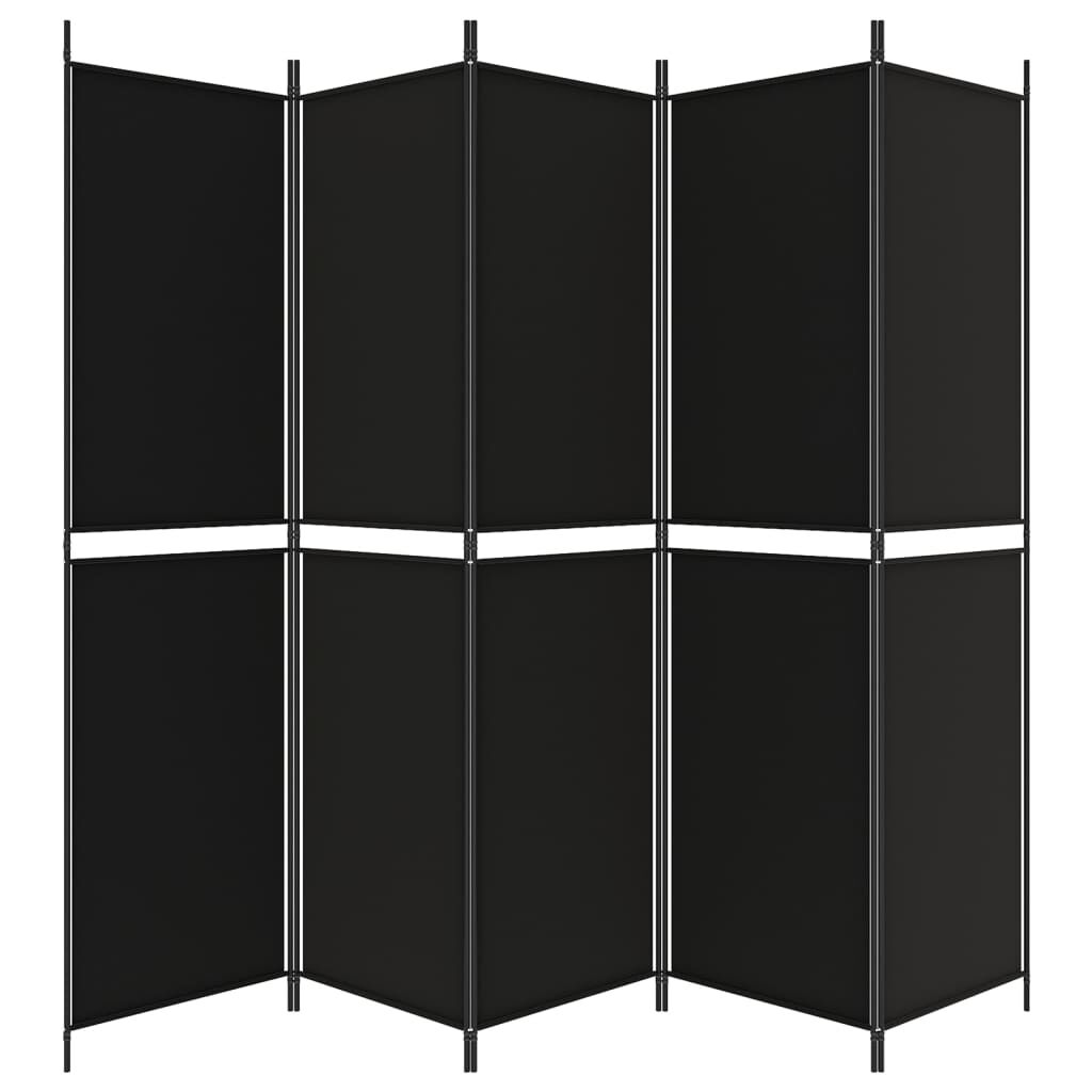 vidaXL 5-Panel Room Divider Black 250x200 cm Fabric
