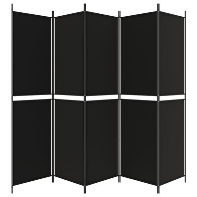 vidaXL 5-Panel Room Divider Black 250x200 cm Fabric