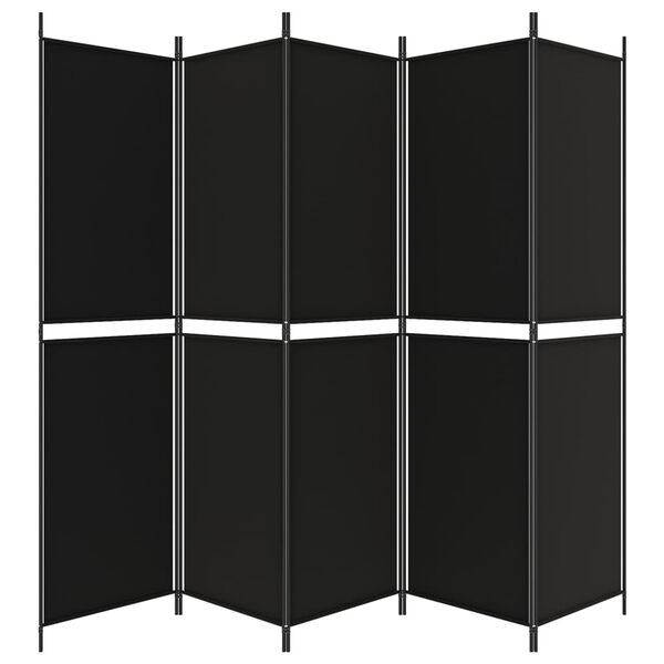 vidaXL 5-Panel Room Divider Black 250x200 cm Fabric
