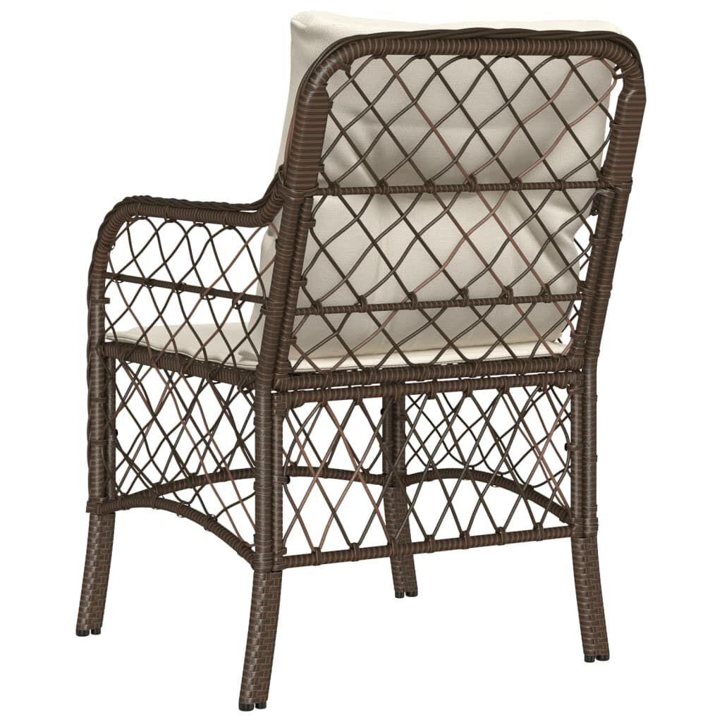 vidaXL Garden Chairs with Cushions 2 pcs Brown Poly Rattan