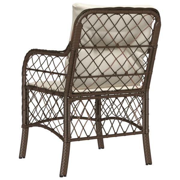 vidaXL Garden Chairs with Cushions 2 pcs Brown Poly Rattan