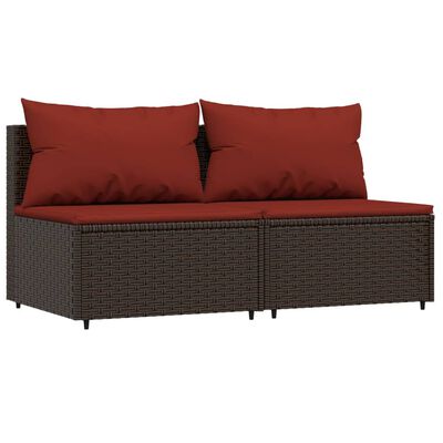 vidaXL 3 Piece Garden Lounge Set with Cushions Brown Poly Rattan