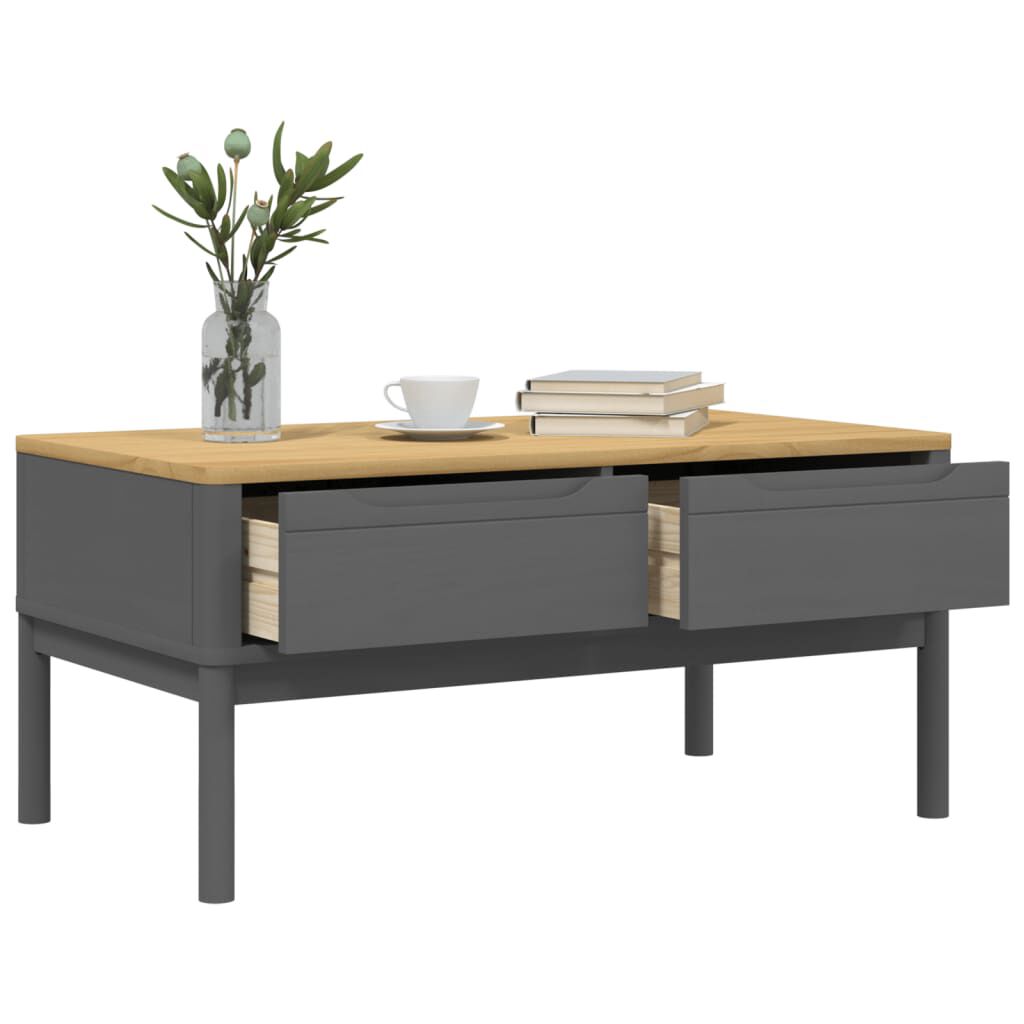 vidaXL Coffee Table FLORO Grey 99x55.5x45 cm Solid Pine Wood