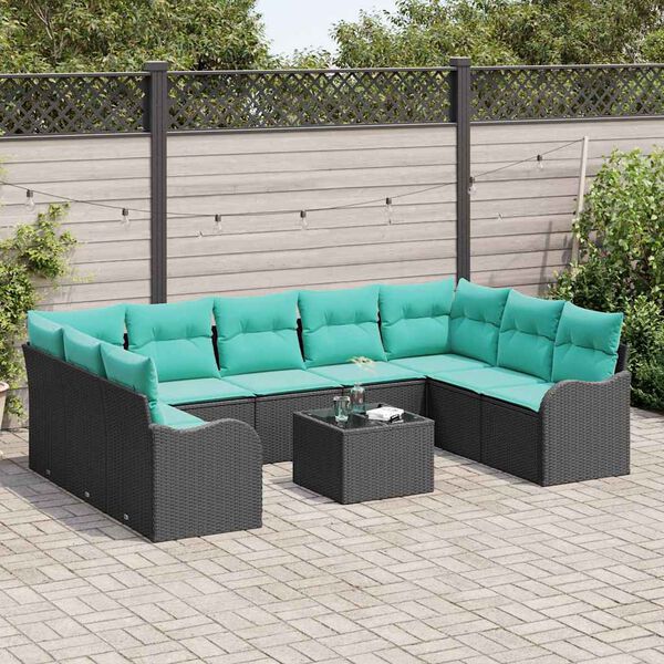 vidaXL Garden Sofa Set Black Poly Rattan